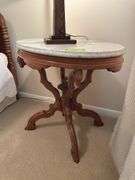 Walnut marble top parlor table 22 x 30 x 27H