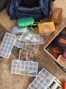 Miscellaneous fishing tackle, flies, empty holders