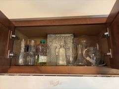 Various stemware, decor, vases, etc “C” cupboards