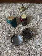 Decorated candle snuffer, trinket boxes
