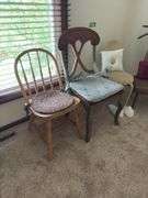 Two dining chairs, vanity chair, butlers chair and your girlfriend’s slippers