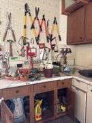 Hand tools, loppers, decor, drill bits, cat litter, planters, etc