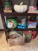 Holiday decor, wreathes, punch set, etc