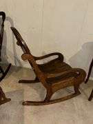 Mahogany and walnut arm rocker w/ inlaid back
