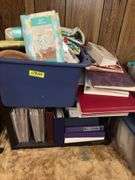 Shelf and all includes three ring binders, photos albums, tablecloths, treat cups, etc