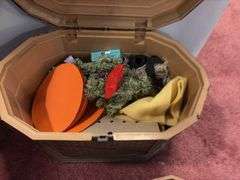 2 sewing boxes and binoculars for long range sewing