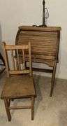 Child's rolltop desk and chair 13D x 18L x 30H