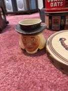Quaker Oats cans, lamp, wood sugar bucket lid w/ Q oats logo, F&F Quaker Oats plastic mug