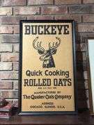 16x27 framed Buckeye Quick Cooking Oats cardboard advertising poster