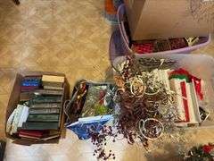 Greeting cards (new), gifts bags, lots of clothing boxes (many new)