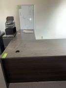 78x66x29H two piece desk unit with white board and other office file holders