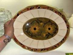 Canister set and serving tray Tray has hairline crack, see photos