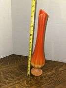 Orange sherbet stretch glass art glass vase