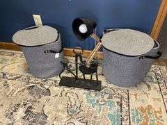 Two WayIdeal zippered baskets, Sterling Industries drafting art and Mutuw desk lamp
