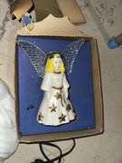 Vintage 15" light up Santa face and illuminated angel Both work
