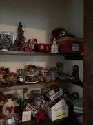 3 shelves of Holiday Decor
