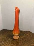 Orange sherbet stretch glass art glass vase