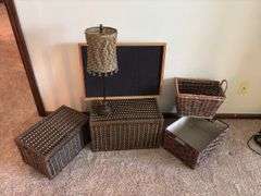 Table lamps, lift lid baskets and other baskets