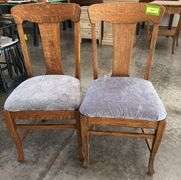 Pair oak T back chairs