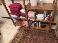 17D x 54L x 60H modern wood shelf and contents