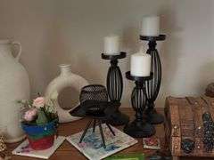 Knick knacks, pottery, candle holders, birds etc...
