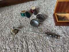 Decorated candle snuffer, trinket boxes