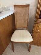 Stanley dining table 42x56 with (2) 16" leaves, table pads, 2 captains chairs and 4 straight chairs