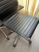 Five rolling adjustable height office chairs, see photos for condition