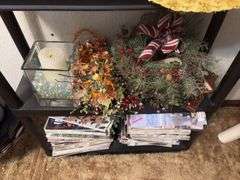 Shelf and all includes artificial arrangements, craft magazines, etc