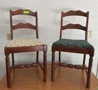 Pair walnut dining chairs