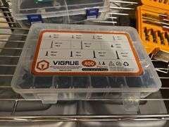 Drill and Driver Bit Set, Cords, Screws, Level, Magnifying Glass - ALL Contents on Shelving Unit (Bring Boxes to Pack)