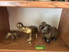 Ceramic and heavy brass elephants