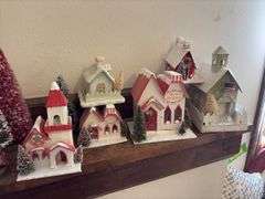 Cardboard houses, made to look like Putz houses