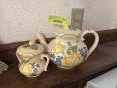 Crown Dorset teapot, Hallmark teapot, Red Wing tea pot with matching sugar The handle on the Red Wing teapot has been repaired