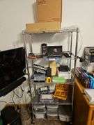 Drill and Driver Bit Set, Cords, Screws, Level, Magnifying Glass - ALL Contents on Shelving Unit (Bring Boxes to Pack)