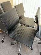 Five rolling adjustable height office chairs, see photos for condition
