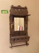 Antique mirror/towel rack, 13x27