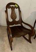 Mahogany and walnut arm rocker w/ inlaid back