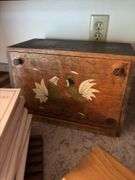 Cookbooks, breadbox, recipe box