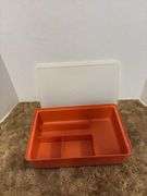 Tupperware craft container and ceramic rooster