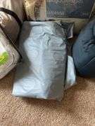 Air beds (one marked queen), sleeping bag, queen comforter and queen bedspread