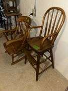 Child's oak arm rocker and bentback youth chair
