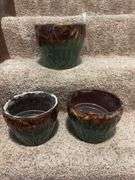 Three unmarked jardinieres, 8R x 7H and 7R x 5.5H