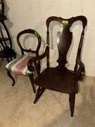Mahogany arm rocker and walnut parlor chair
