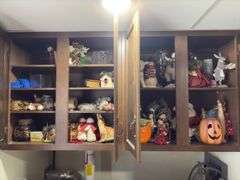 Cupboards of holiday decor