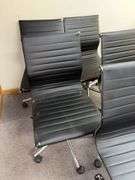 Five rolling adjustable height office chairs, see photos for condition