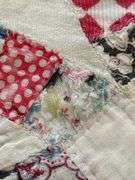 69 x 88 double wedding ring quilt, many worn spots