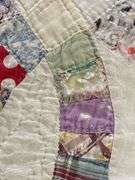 69 x 88 double wedding ring quilt, many worn spots