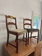 Pair walnut dining chairs