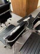 Five rolling adjustable height office chairs, see photos for condition